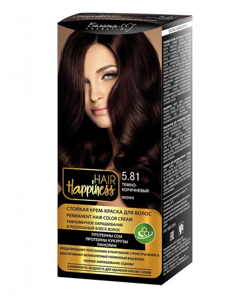КРЕМ-ФАРБА Аміачна для волосся HAIR Happiness_ тон 05.81 Темно-коричневий