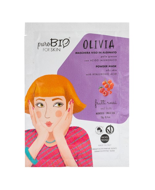 PuroBio МАСКА для обличчя_ OLIVIA для жирної шкіри Червоні фрукти (альгінатна), 13 г