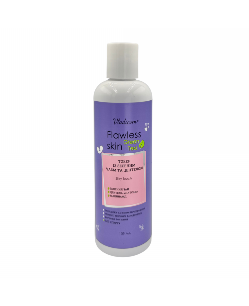 Flawless Skin_ ТОНЕР для обличчя Silky Touch, з зеленим чаєм та центелою , без спирту, 150 мл