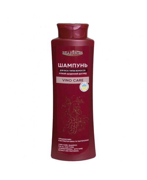 Vino care_ ШАМПУНЬ для всіх типів волосся Зміцнюючий з екстрактом вина та пантенолом, 500 мл
