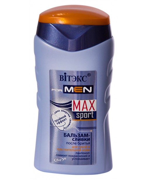 VITEX for MEN sport MAX БАЛЬЗАМ-СЛИВКИ после бритья для сухой и чувствитвительной кожи, 150 мл